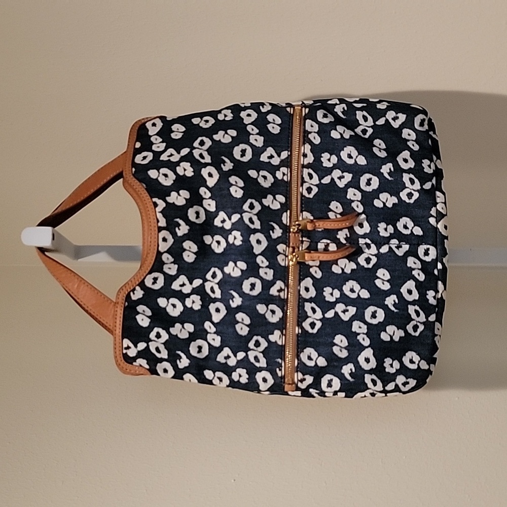 FOSSIL ERIN BLUE DENIUM CHEETAH PRINT CROSSBODY/SHOULDER BAG - Picture 9 of 16